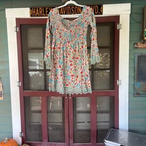 Xhilaration Floral Mini Dress - Teal and Red